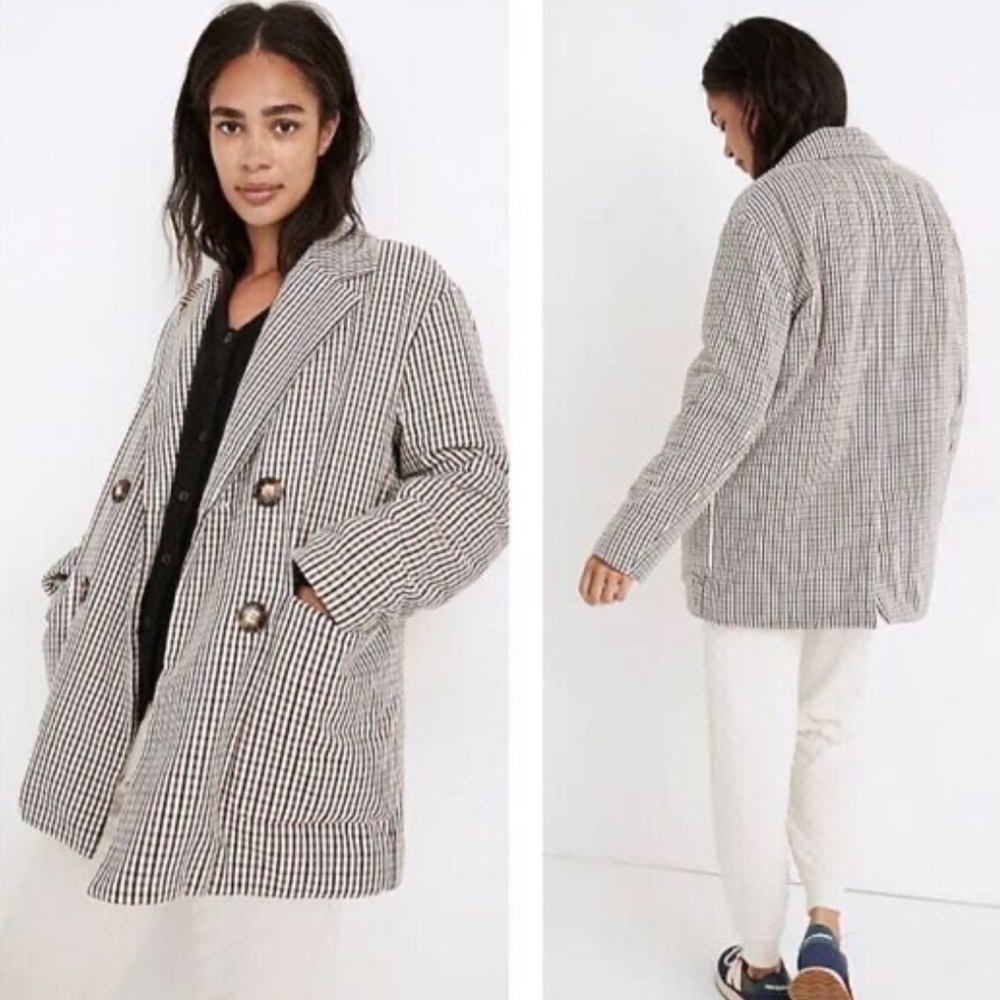 Madewell Oversized Padded Houndstooth Jacket Double-Breasted Coat - Picture 12 of 12